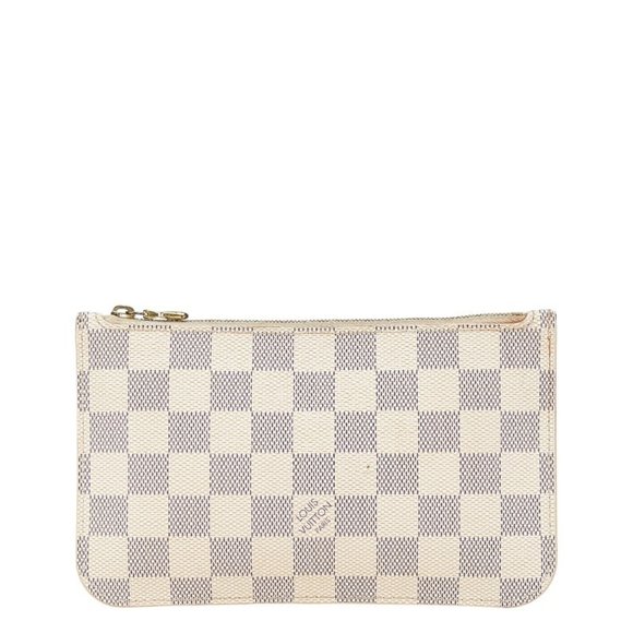Louis Vuitton Damier Azur Neverfull PM Accessory Pouch N51110 White PVC Leath... - Picture 1 of 13
